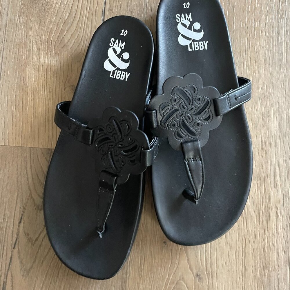 Sam & Libby Flip Flops Women's Size 10 Black Alexandra Thongs Summer Beach!
